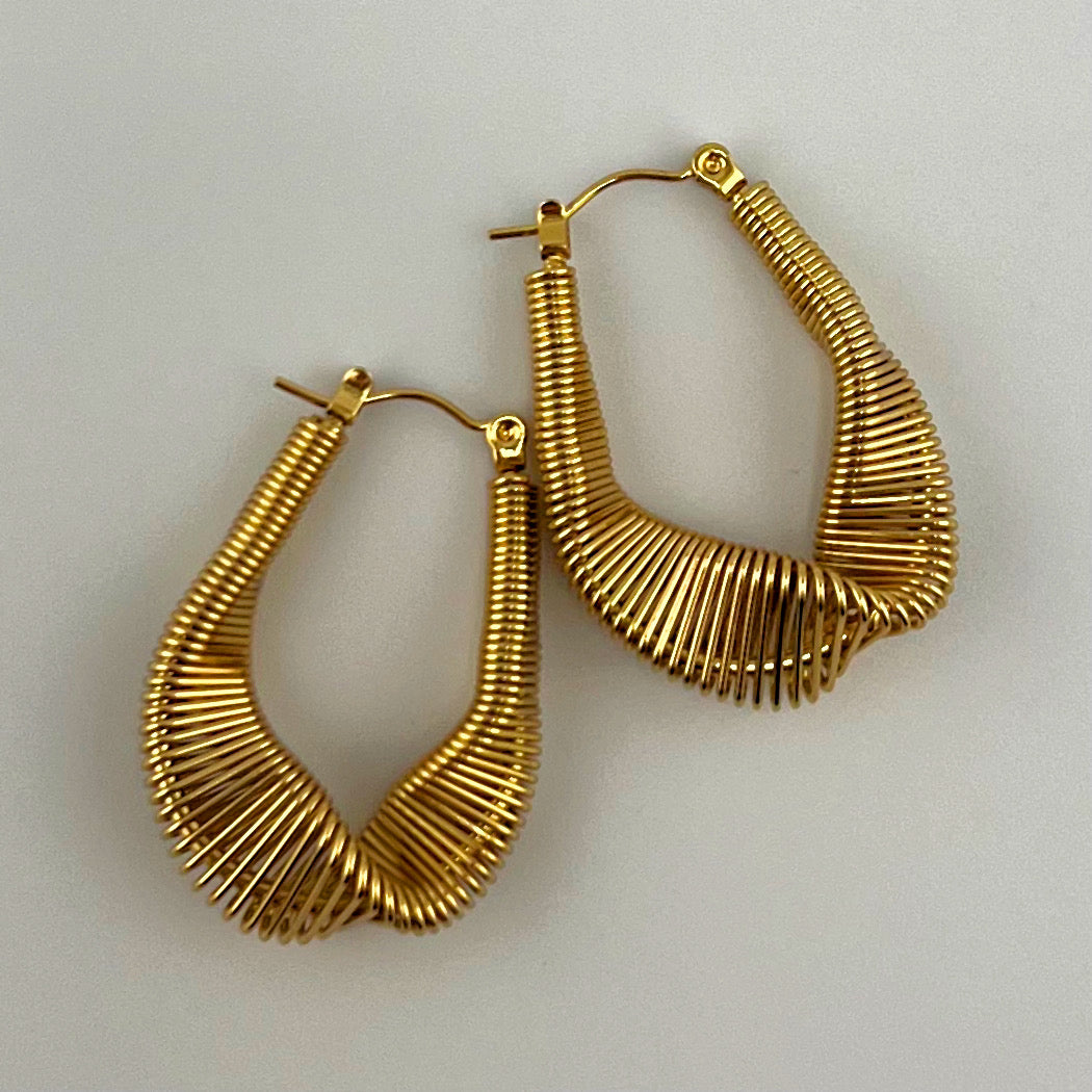 Elegant Coil Design 18k Gold-plated Stainless Steel Earrings