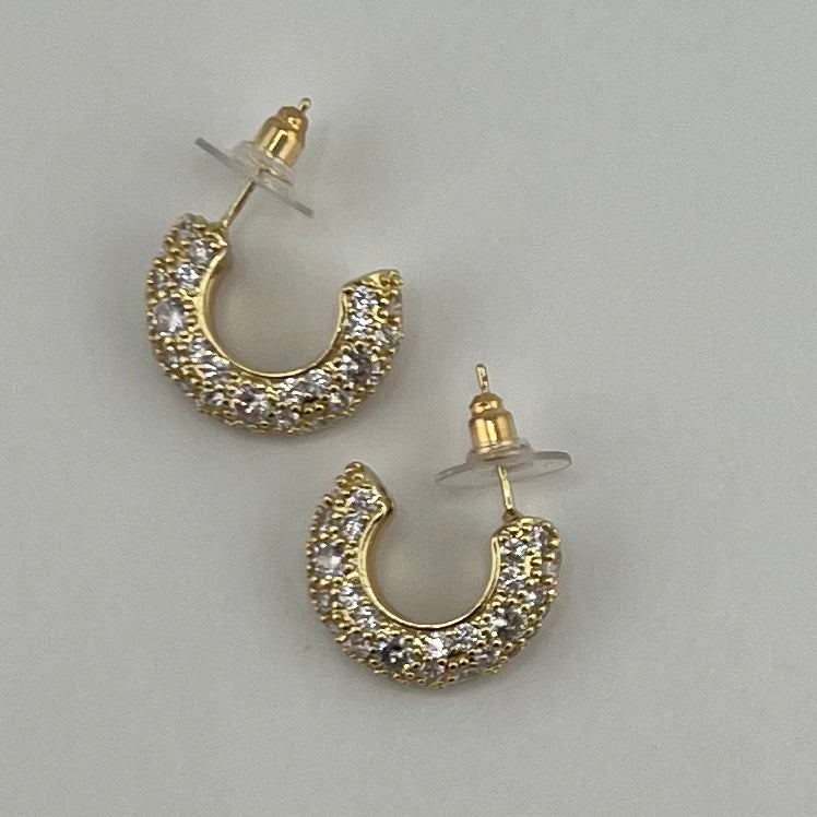 Fashionable Cubic Zirconia C Shape Earrings