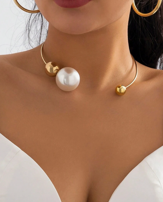 Open Collar Ball Shaped Necklace,Daily