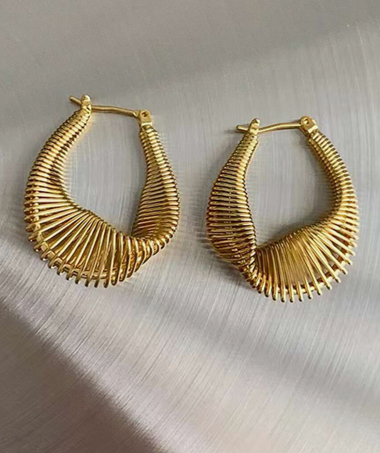 Elegant Coil Design 18k Gold-plated Stainless Steel Earrings