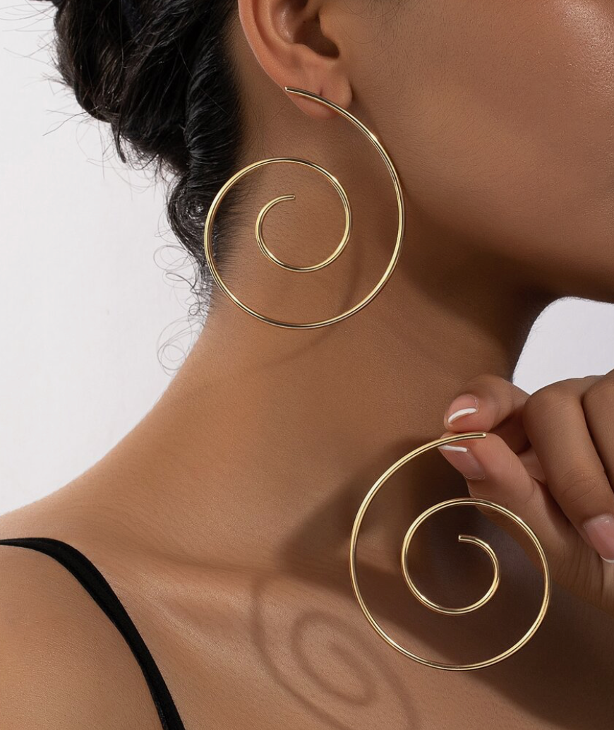 Elegant geometric spiral metal earrings