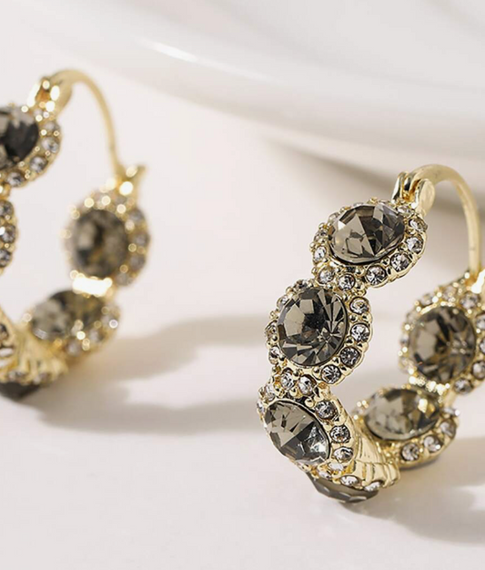 Glamorous Rhinestone Hoop Earrings