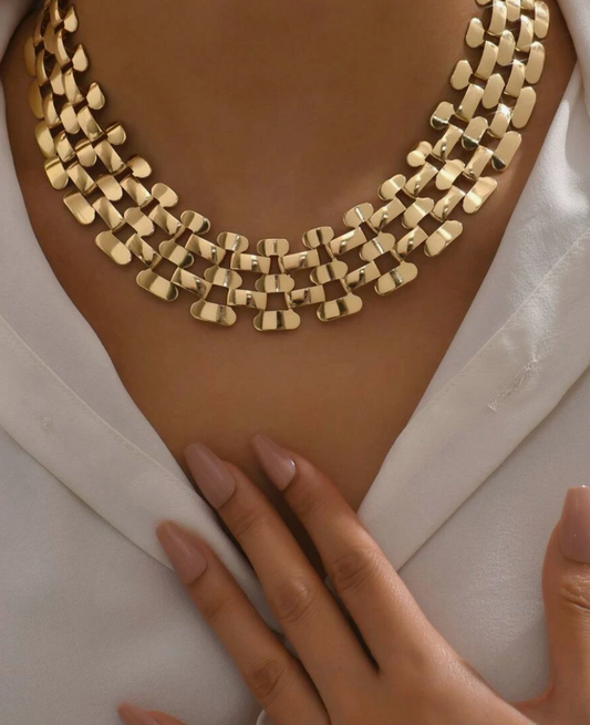 Luxurious Hollow Out & Smooth & Wide & Punk & Hip Hop Style Exaggerated Chain Collar Necklace