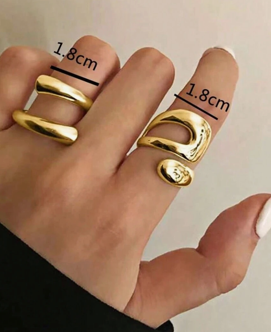 2pcs Minimalist Geometric Open Ring