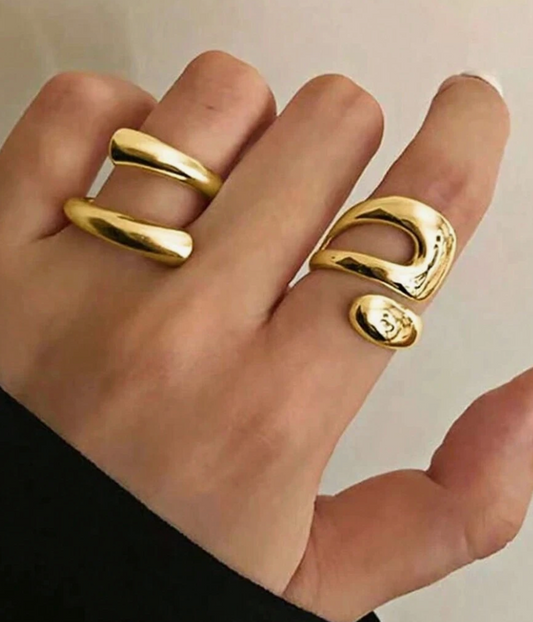 2pcs Minimalist Geometric Open Ring