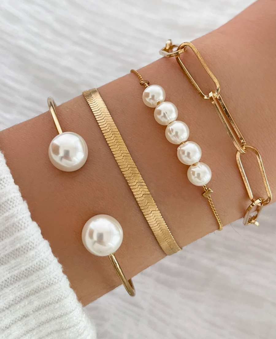 4pcs/Set Faux Pearl Bracelet