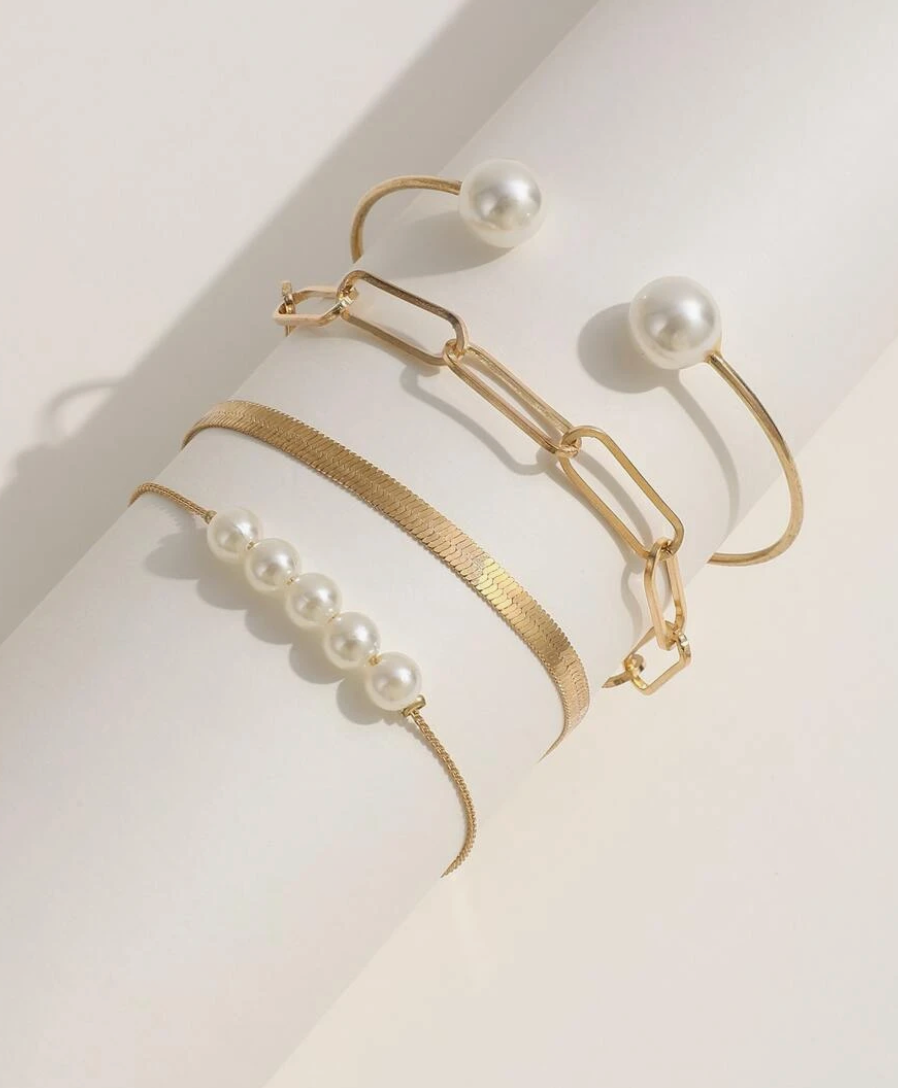 4pcs/Set Faux Pearl Bracelet